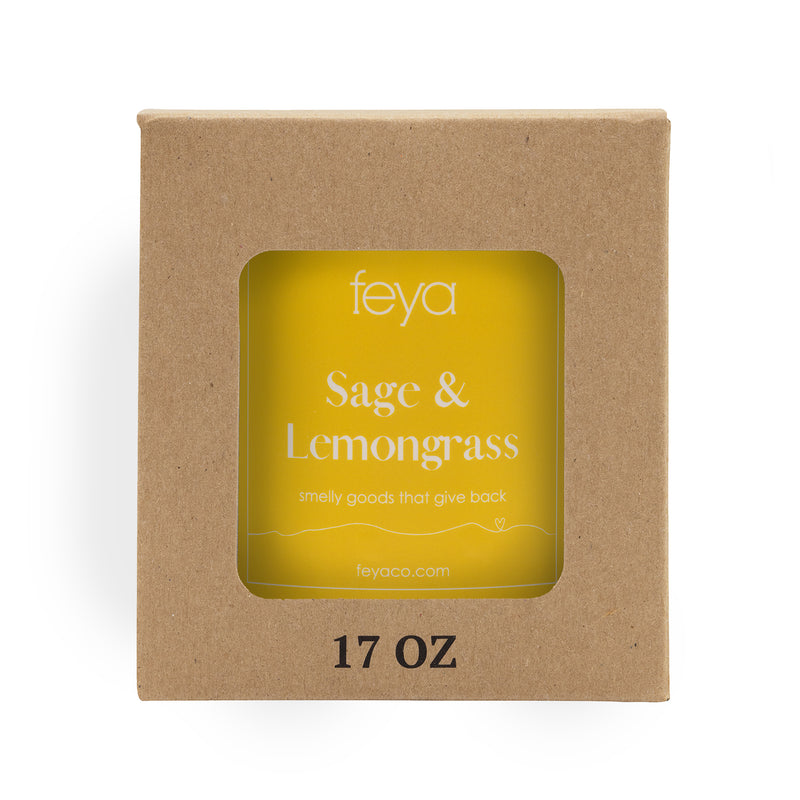 Feya Sage & Lemongrass 17 oz Candle In Box